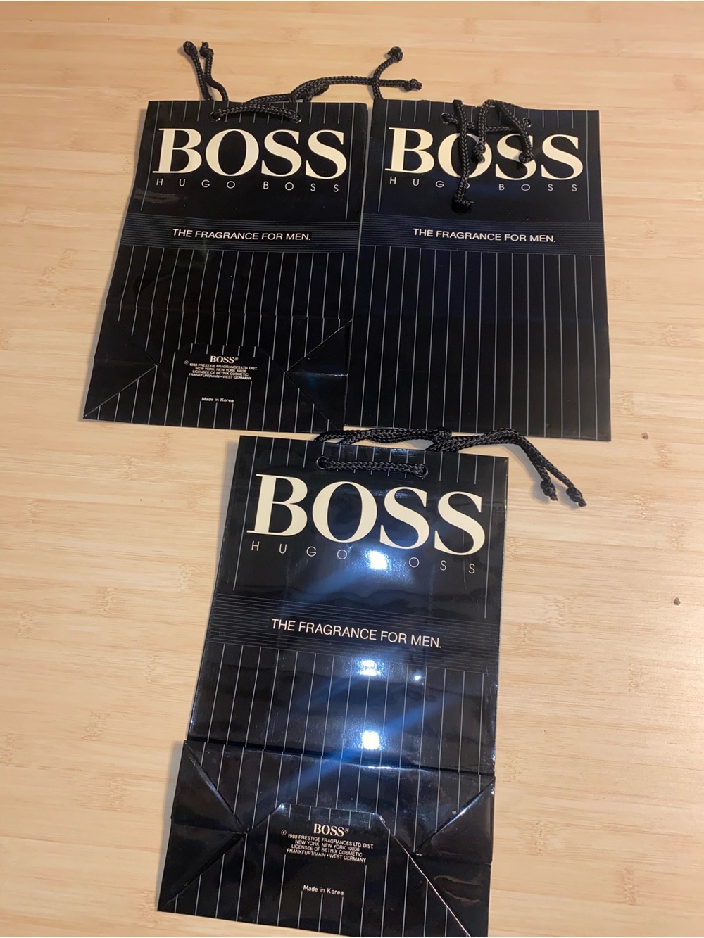 3 vintage 1988 Hugo Boss shopping bags 80’s designer